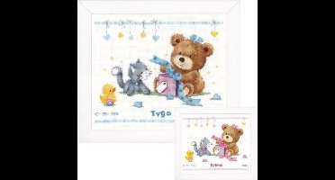 borduurpakket PN0157028 "geboortecadeautje", geboorte (incl. blauw/rose garen)