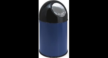 V-part - Afvalbak met pushdeksel 30 ltr - Steel Plastic - blauw, zwart