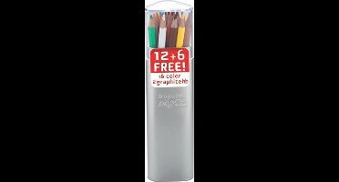 Bruynzeel mXz blik 16 kleurpotloden 2 grafietpotloden (12+6 gratis)