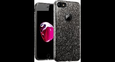 Glitter Hoesje geschikt voor Apple iPhone 6s / 6 Siliconen TPU Case Zwart - Bling Cover van iCall