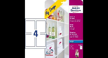 Avery-Zweckform MD4001 Flesetiketten 90 x 120 mm Papier Wit 20 stuk(s) Permanent hechtend Inkjet