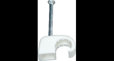 Kopp kabelclip 8 mm rond | stalen spijker 30mm | wit 50 stuks