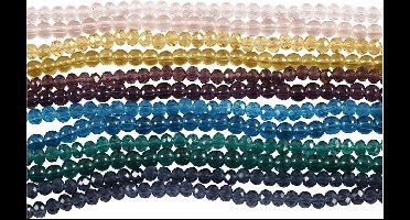 Glas en Facet Kralen - Kleine Glaskralen Voor DIY Sieraden - Decoratieve Kralen Met Glanzende Afwerking - Diameter 4 mm - Gatgrootte 1 mm - 12x45 Stuks