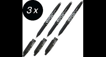 Pilot FriXion - Balpen - Uitwisbaar Zwart - 3 Stuks