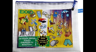 EXXO-HFP #34314 - A4-XL BPA-vrije Opbergtas - Multi-Purpose - Blauwe rits - 5 stuks (1 pak @ 5 stuks)