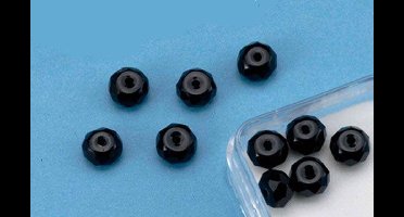 Facet Geslepen Kralen Zwart, 4x6mm, 10 stuks