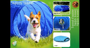 Agility-tunnel nylon 500x60 cm, blauw/zwart.