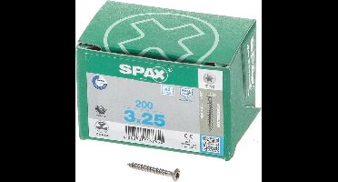 Spax Spaanplaatschroef lenskop RVS T-Star T10 3.0x25mm (per 200 stuks)