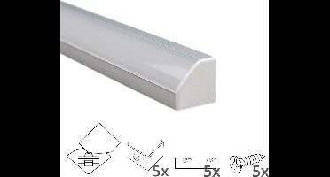 Led profiel 2 meter - Led strip profiel hoek - inclusief afdekkap en bevestigingsmateriaal - Led Hoekprofiel van 2M - incl. afdekkap - Wit