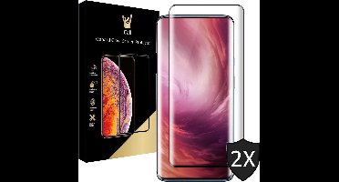 Screenprotector geschikt voor OnePlus 7T Pro - Tempered Glass Gehard Glas - Full Screen Cover Volledig Beeld - iCall - 2 Stuks