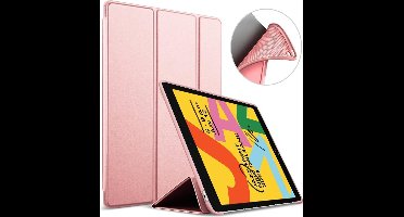 Hoes geschikt voor iPad 2019 / 2020 / 2021 10.2 inch - Trifold Book Case Kunstleer Tablet Hoesje Roségoud