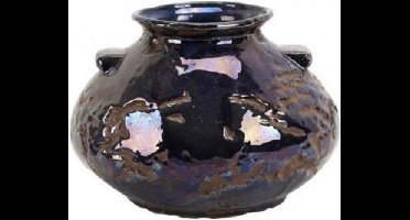 PTMD - Vaas - blauw - bruin H22 x Ø 16 cm - aardewerk