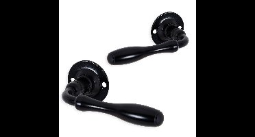 Mazovia retro deurklink op rozet - zwart staal - rond rozet - voor binnen én buiten