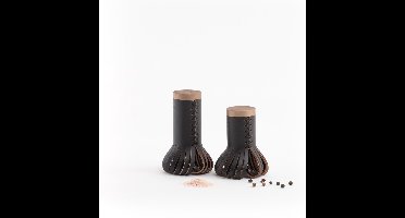 Vacavaliente - Chef Peper- en Zout Set (by Christian Mohaded) - Gerecycled Leer - Zwart