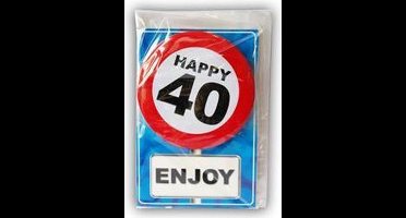 Verjaardagskaart met button 40 jaar