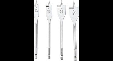 Vlinderborenset 4-delig - carbon staal - 13, 16, 22, 25mm x 150mm