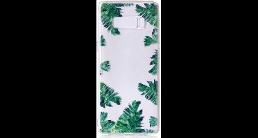 Shop4 - Geschikt voor Samsung Galaxy Note 8 Hoesje - Zachte Back Case Bladeren Transparant