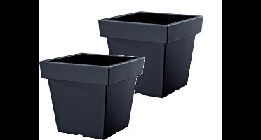 Bloempot Vierkant Lofly Low 24x24x22cm ANTRACIET Prosperplast / 2 STUKS ! /