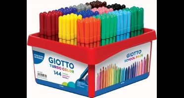 Giotto Turbo Color viltstiften, schoolpack met 144 stuks in geassorteerde kleuren