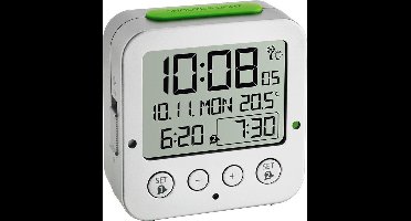 TFA Dostmann 60.2528.54 Wekker Zendergestuurd Zilver Alarmtijden: 2