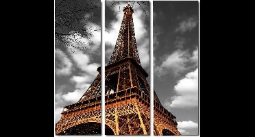 90*90cm Drieluik schilderij canvas foto Eiffel Tower