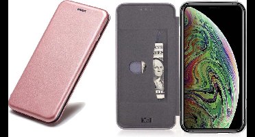 Kunstlederen Hoesje geschikt voor Apple iPhone Xs / X Rose Goud - Wallet Book Case Cover van iCall