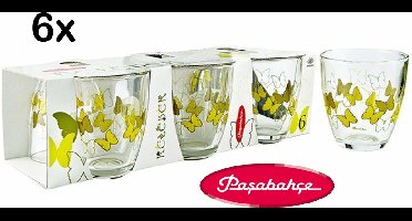 Pasabahce - Vlinder - Gedessineerde  Glazen - Water - Sap glas - 285 ml  - 6 stuks