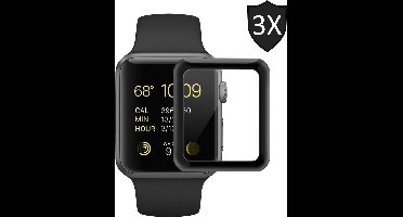 3x Screenprotector geschikt voor Apple Watch 40mm Series 4 - Full Screen Cover Volledig Beeld