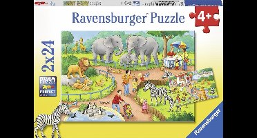 Ravensburger puzzel Een dag in de dierentuin - 2x24 stukjes - kinderpuzzel