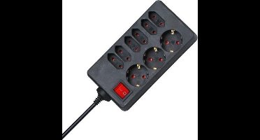 Kopp 129805005 Stekkerdoos met schakelaar 9-voudig Zwart Randaarde stekker 1 stuk(s)