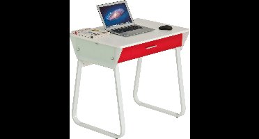 Piranha TOPE Bureau – Wit met Rode Lade – Compact Computerbureau met Lade