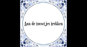 Tegeltje met Spreuk (Tegeltjeswijsheid): Aan de touwtjes trekken + Kado verpakking & Plakhanger