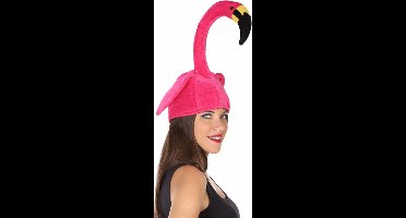 Atosa Verkleed funny hoedje Flamingo kop - dier/vogel- volwassenen - Carnaval/Tropical/Hawaii thema