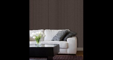 Dutch Wallcoverings Vliesbehang bruin met fijn - zwart streepje