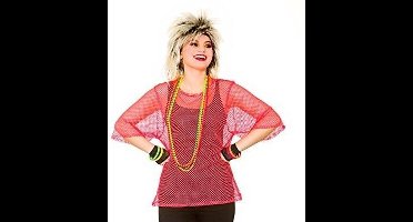 Visnet t-shirt 80-jaren neon roze