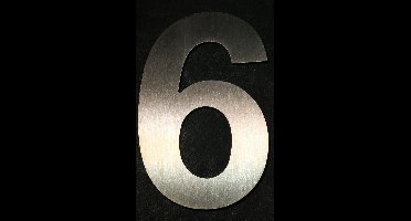 Inox huisnummer 7cm - cijfer 6