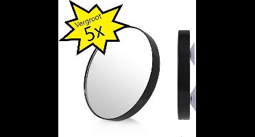 Kosmetische Vergroot Spiegel 5x Vergroot met 2 Zuignappen voor het Ophangen in Badkamer – 9cm | Badkamerspiegel | Draagbare Spiegel