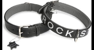 Leren halsband Rockstar. Zwart.