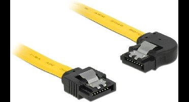 SATA datakabel - recht / haaks naar rechts - plat - SATA600 - 6 Gbit/s / geel - 0,10 meter