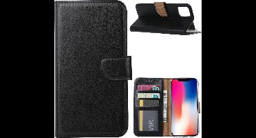 Ntech hoesje Geschikt voor iPhone 11 Pro Max Portemonnee / Booktype hoesje - Zwart