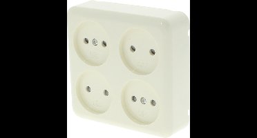 Q-Link contactdoos – Opbouw – 4 voudig – Kinderbeveiliging - Crème