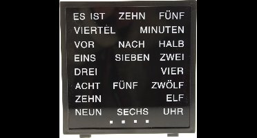 United Entertainment®  - LED Woord Klok - Duits 17x16.5 cm - Perspex - Zwart