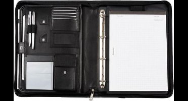 Schrijfmap Alassio Trento kunstleer nylon A4 zwart