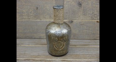 SENSE Decoratieve fles vaas met opdruk - Vintage stijl vaas - Vaas zilver antiek
