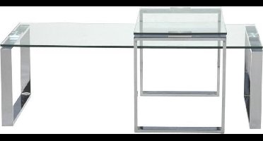 Giga Living Salontafel Jordis - Glas/Zilver - 115x69x45cm