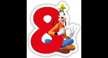 Procos Cijferkaars '8' Playful Mickey Junior 8 Cm Wax Rood