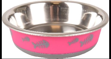 Katten voerbak Fish Bone - Roze - 12 x 12 x 4 cm
