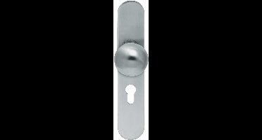Knop/krukschild afger. LS rvs mat PC72 blind-bev