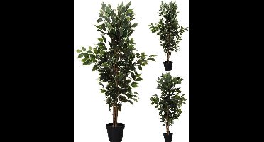 Ficus kunstplant - Kunstplanten - Groen - 115 cm 2 soorten - Tuindecoratie - Huisdecoratie