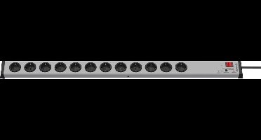 Ehmann 0207x00122301 Overspanningsveilige stekkerdoos 12-voudig Grijs Randaarde stekker 1 stuk(s)